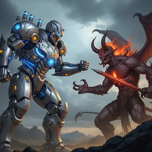 Epic Robot Fight vs. Powerful Devil: Battle of Titans
