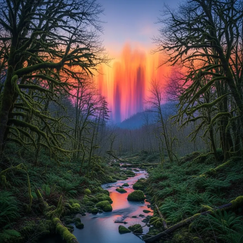 Surreal Forest & Rivulet Abstract Scene