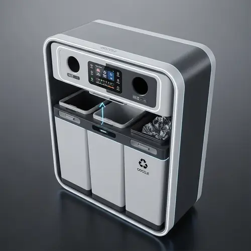 Futuristic Self-Sorting Recycle Bin | AI Waste Management Solution