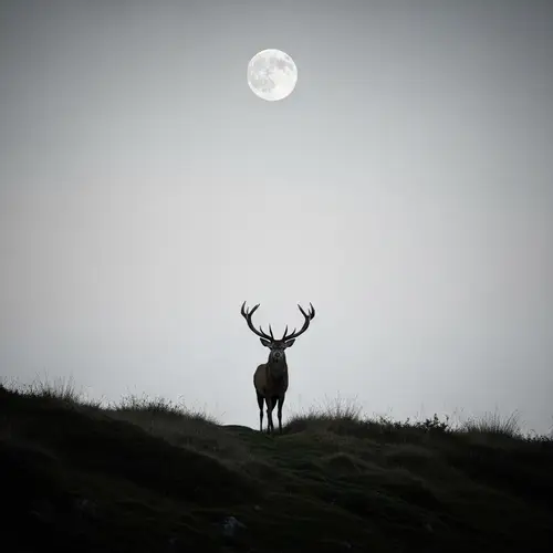 Magnificent Stag Silhouetted in Serene Moonlight | Nature's Artistry