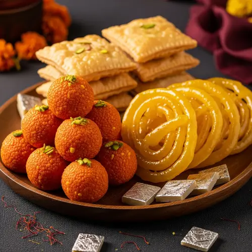 Colorful Indian Sweets: Laddu, Jalebi, Patisa & More