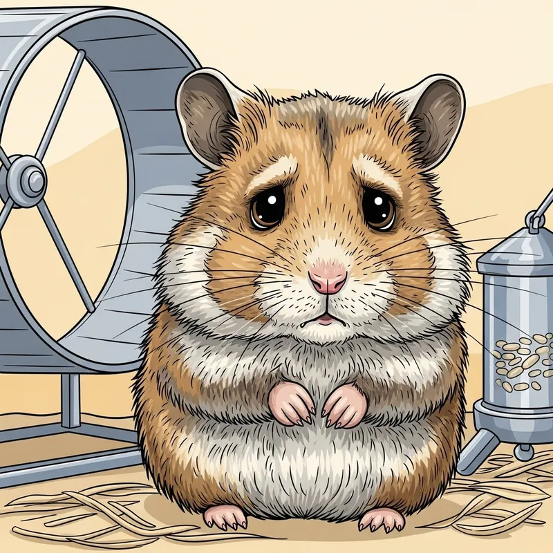 Empathetic Sad Hamster Vector Print | Detailed Digital Art