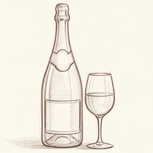 Sketch of Champagne Bottle and Glass