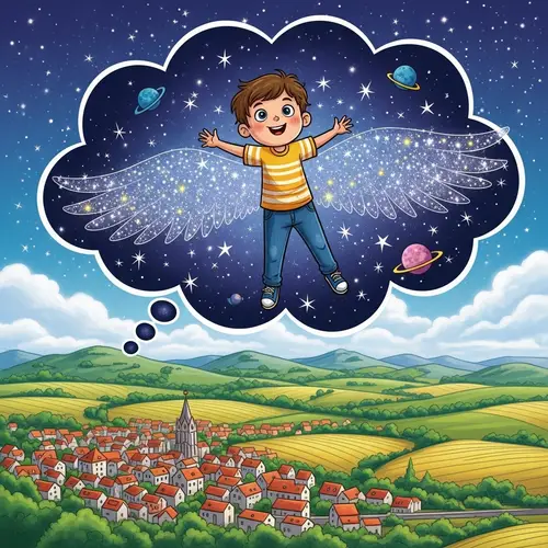 Young Boy Named Alex | Cosmic Dreams in a Lively Town