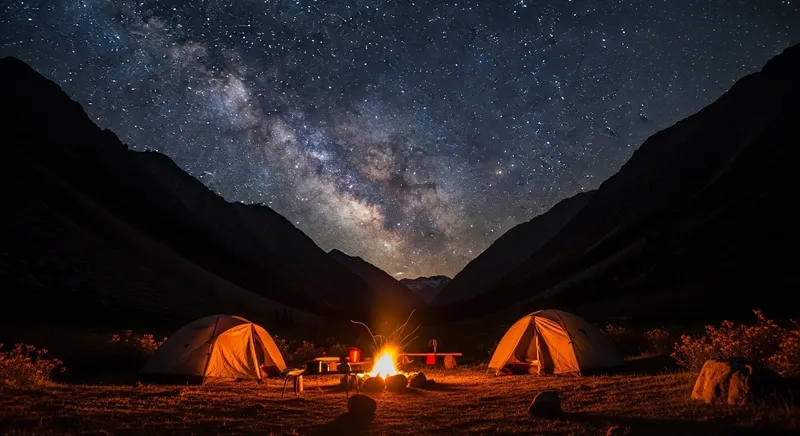 Cozy Campsite Under a Starry Sky in the Mountains Cozy Campsite Under a Starry Sky in the Mountains