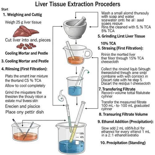 Liver Tissue Extraction Procedure: Weighing, Grinding, and Filtration