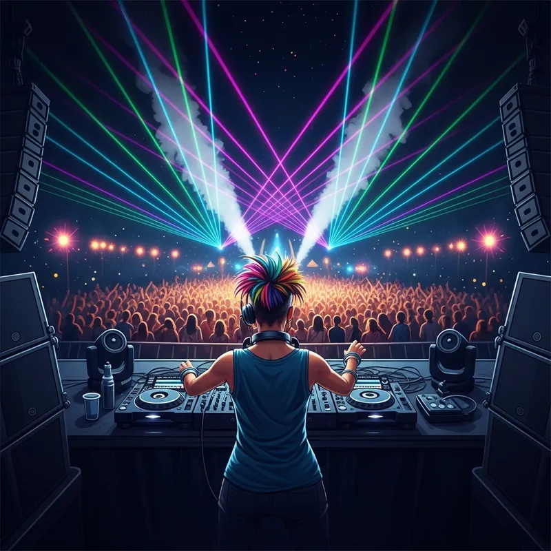 Stylish South Asian Female DJ at Live Music Festival