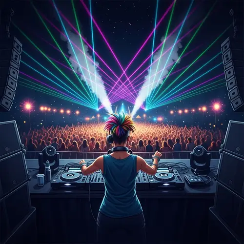 Vivacious South Asian Woman DJ Live at Music Festival