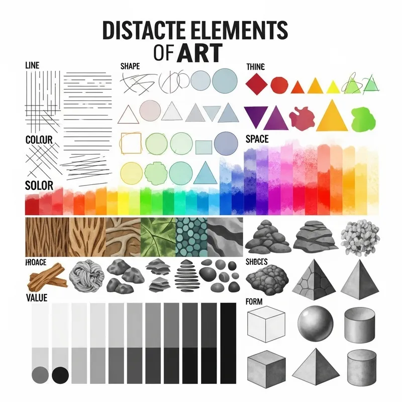 Elements of Art Poster - Showcase Line, Shape, Color, Texture, Space, Value, Form