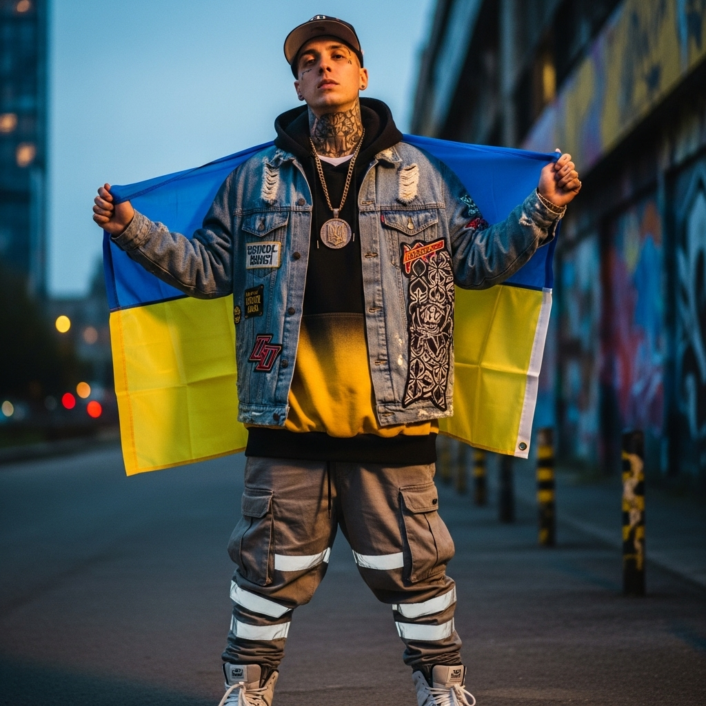 Playboi Carti with Ukrainian Flag | AI Art Generator | Easy-Peasy.AI