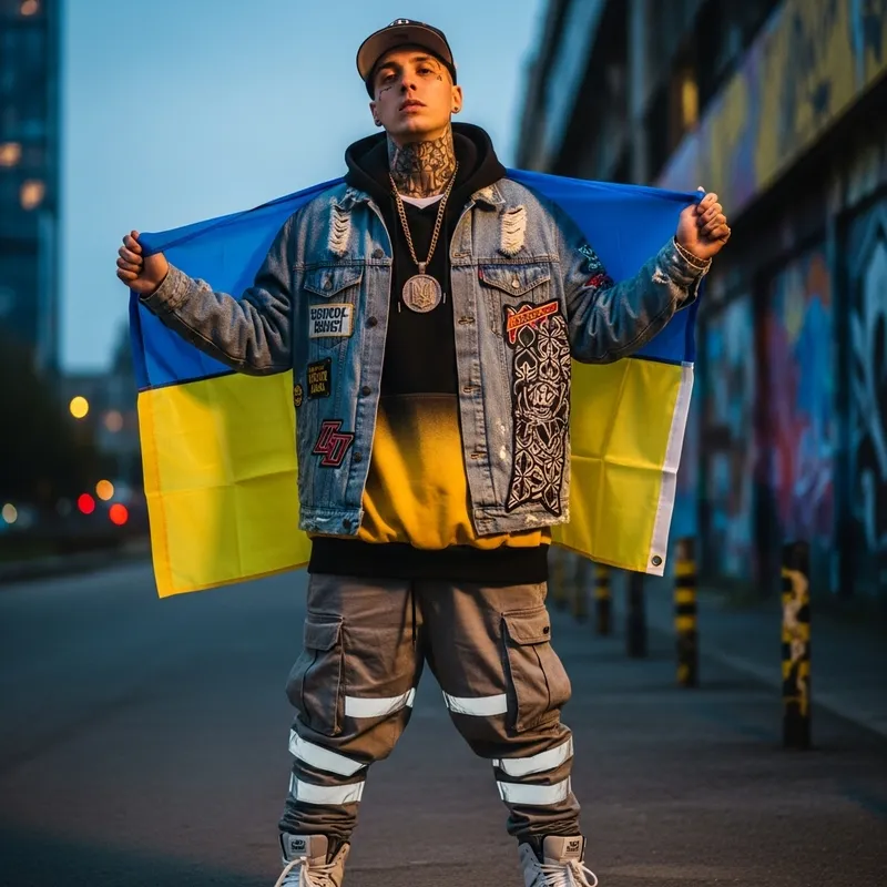 Playboi Carti with Ukrainian Flag