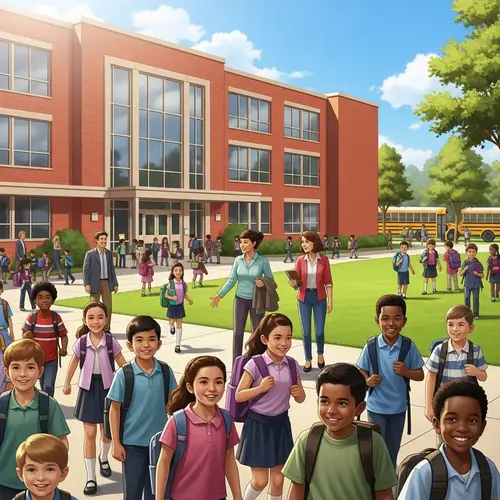 Traditional School Atmosphere with Diverse Students