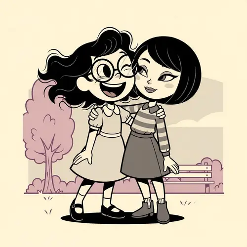 Joyful Sisters: Animation Style Reminiscent of Early 20th Century Cartoons
