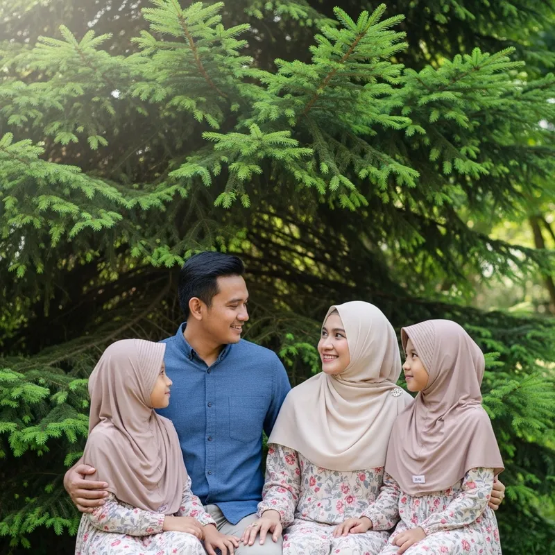 Serene Family Portrait: Father, Mother & Two Beautiful Daughters
