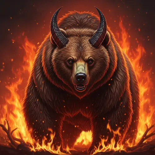 Mighty Bear in Fiery Inferno | Demonic Horns Fantasy