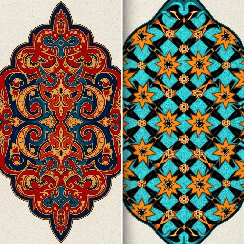 Kazakh-Inspired Geometric Patterns: Intricate Designs