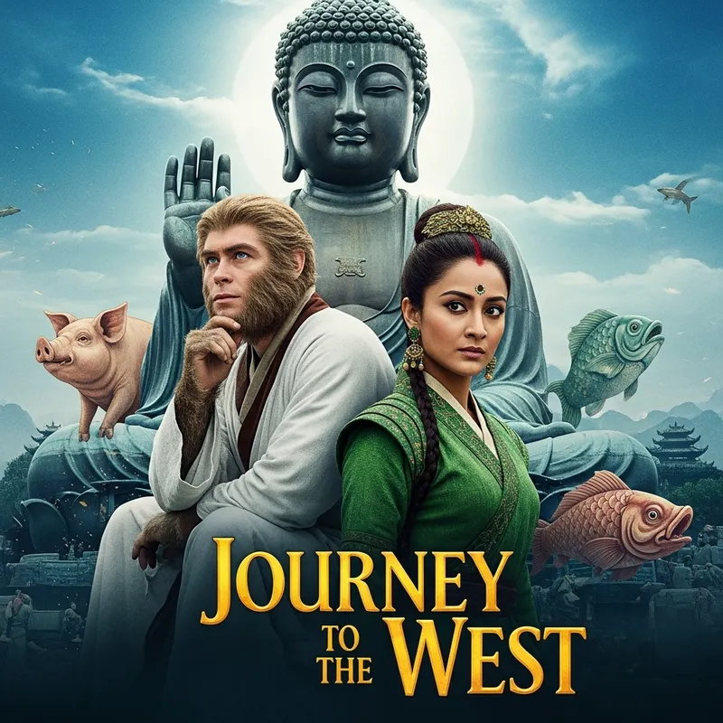 Fantastical Journey to the West Movie Poster | Colorful Characters & Mythical Elements