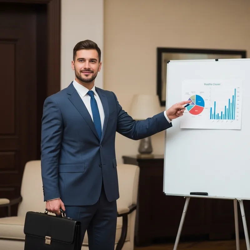 Confident Top White Male Closer | Salesman Tailored Suit Briefcase