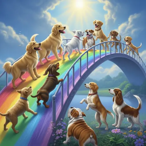 Dog Reunites at Rainbow Bridge: Heartwarming Scene