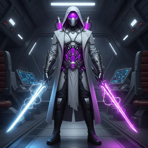 Futuristic Cyborg with Lightsabers in 4K HD