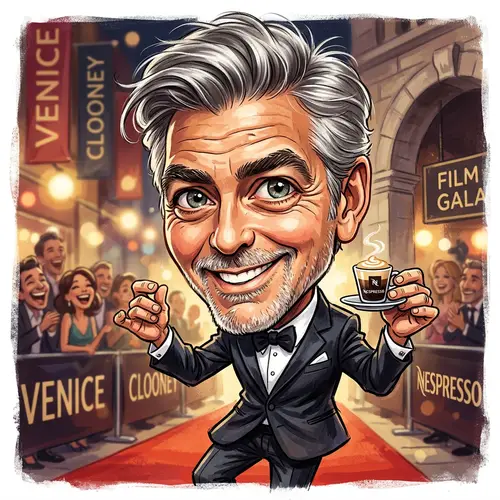 Funny George Clooney Caricature Art