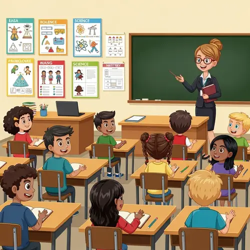 Inclusive Classroom Illustration: Teacher Explaining Lesson to Diverse Students