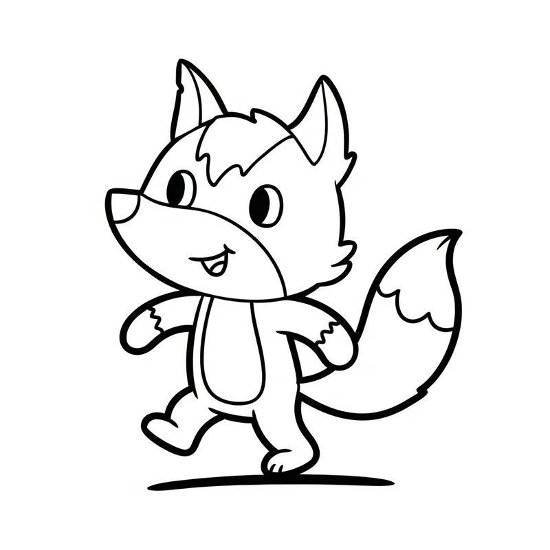 Playful Fox Coloring Page for Kids | Classic Children's Book Style