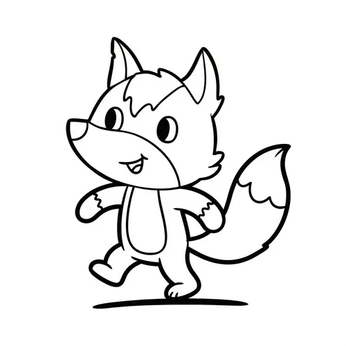 Playful Fox Coloring Page for Kids | Children's Book Style