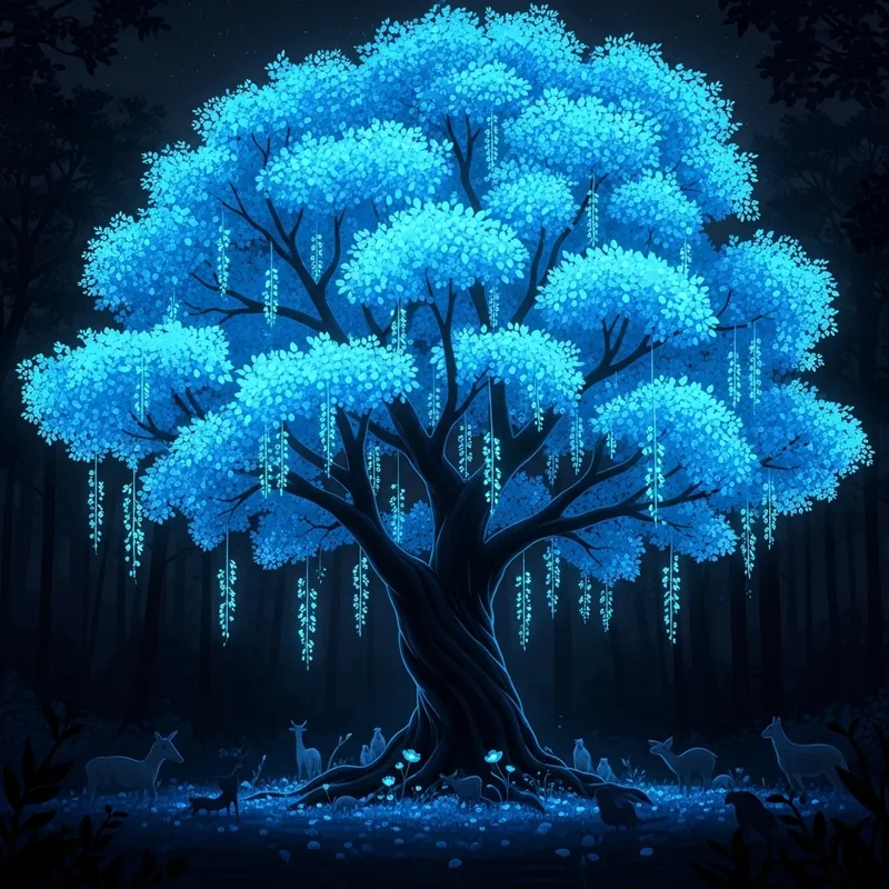Bioluminescent Tree at Night: Enchanting Glow in the Dark