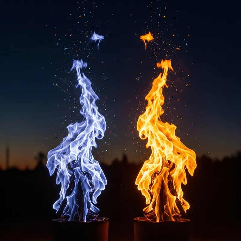 Twin Flames Dance: Azure and Orange Swirls in Harmony