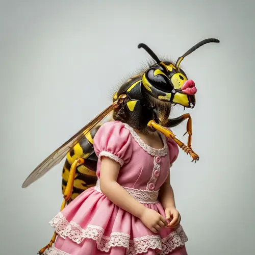 Unique Thermal Sting Wasp in Frilly Pink Dress