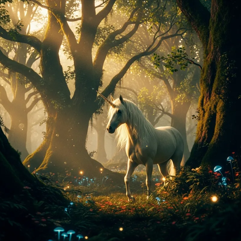 Enchanted Mystical Forest with Magical Unicorn