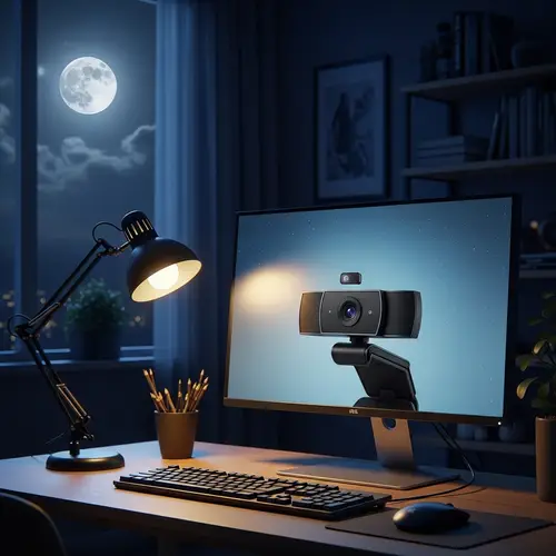 Night Setting with Computer Webcam | Serene Moonlit Scene