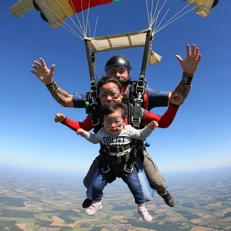 Exciting Family Parachute Jump with Baby - Skydiving Adventure