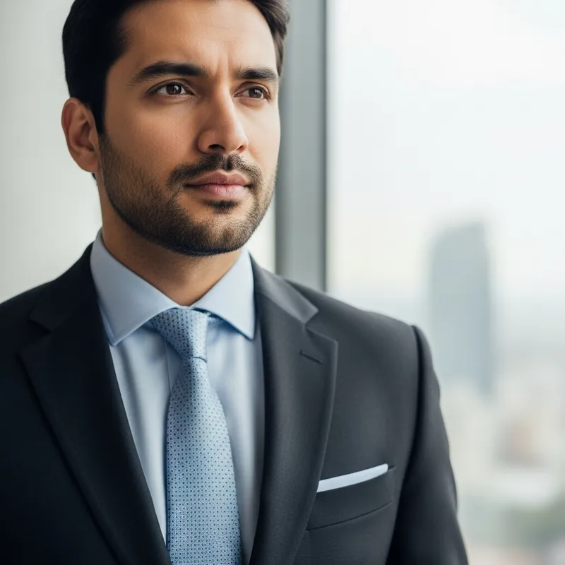 Smart Businessman: Clean-shaven, Tan, Professional Look