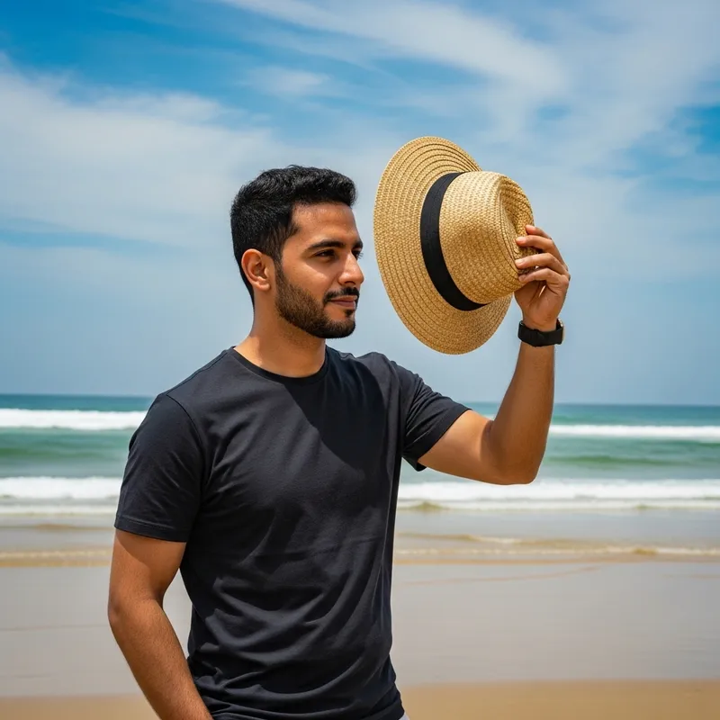 Middle-Eastern Man Enjoying Beach Silhouette Middle-Eastern Man Enjoying Beach Silhouette