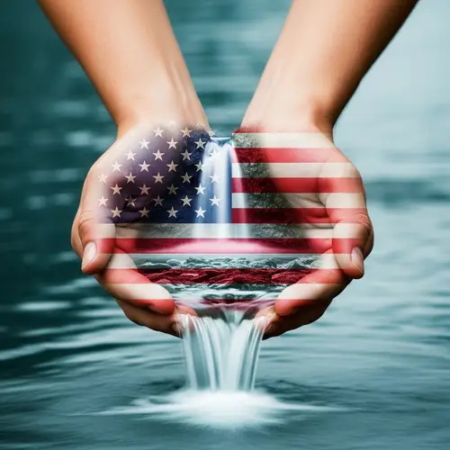 Captivating American Flag Waterfall in Cupped Hands