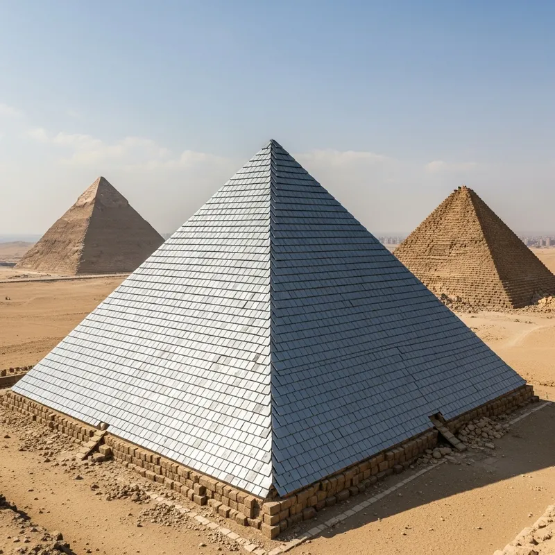 Ancient Egyptian Pyramids with Modern Metal Cassette Cladding
