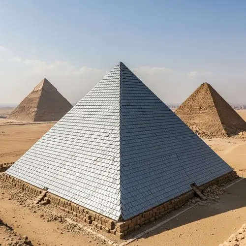 Ancient Egyptian Pyramids with Modern Steel Metal Cassettes
