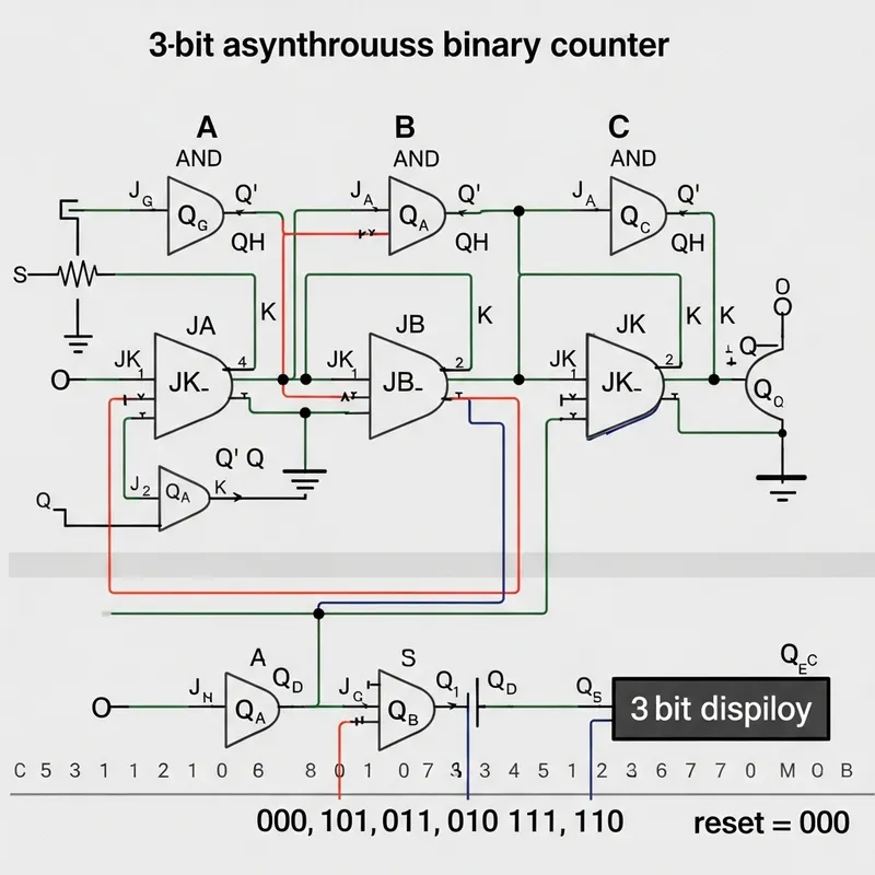 Binary Counter Circuit Design with JK Flip Flop | Sequential Operations