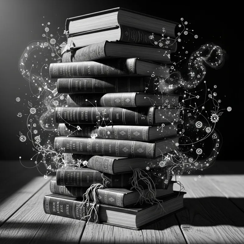 Classic Wisdom: Stack of Novels in Monochromatic Style Classic Wisdom: Stack of Novels in Monochromatic Style