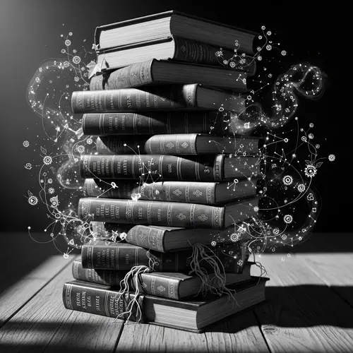 Classic Monochromatic Stack of Novels - Inspiring Knowledge & Wisdom