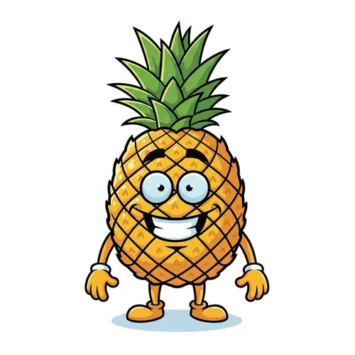 Colorful Cartoon Pineapple Mascot for Imaginary Brand
