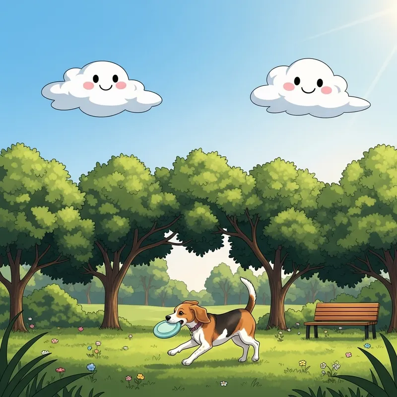 Playful Beagle Dog Enjoying Time Outdoors in Beautiful Park