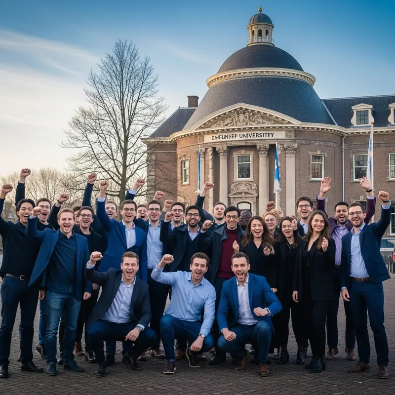 Award-Winning Photo: PhD Students Celebrating in The Netherlands