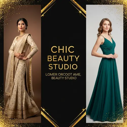 Luxurious Beauty Studio Banner with Elegant Women and Shiny Hair