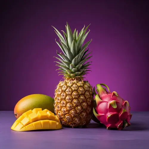 Tropical Feast: Golden Pineapple, Luscious Mango, and Beautiful Dragon Fruit
