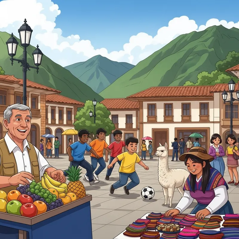 Authentic Colombian Life: Vibrant Day in City Square