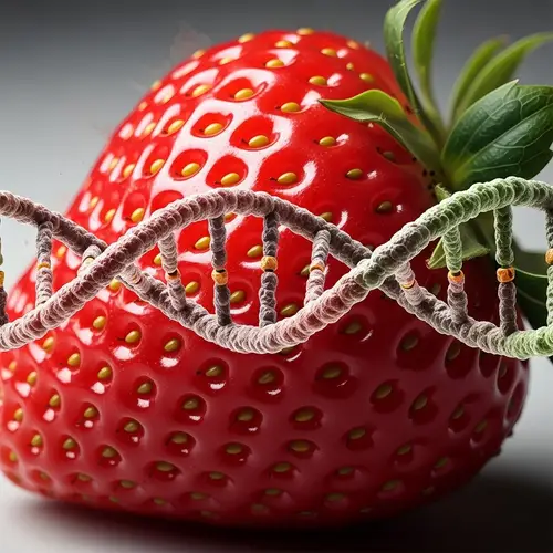 Vibrant Strawberry Painting with DNA Illustration | Artwork