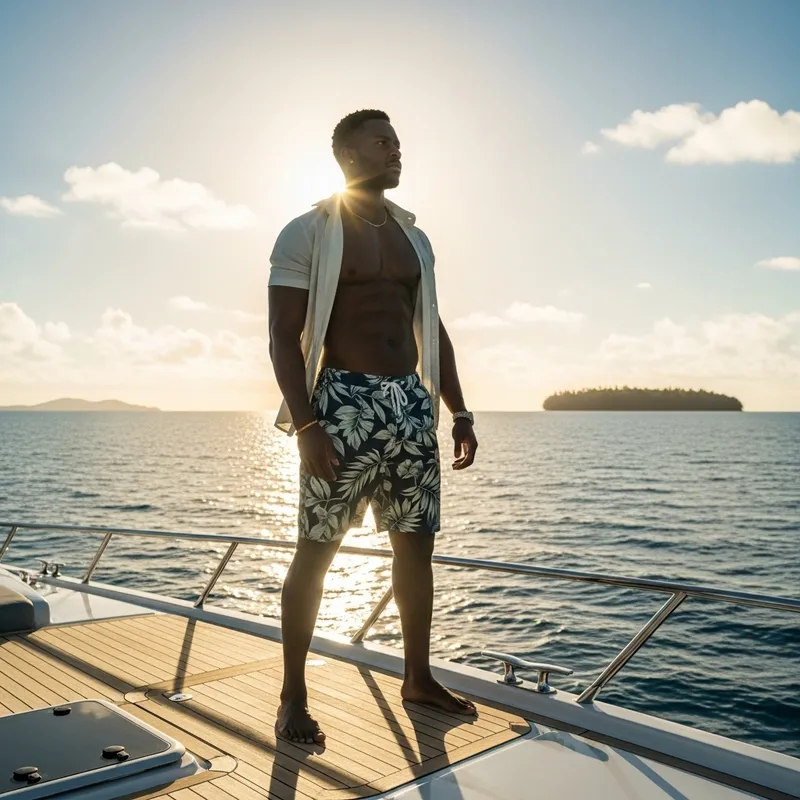 Strong Man on a Yacht in the South Pacific